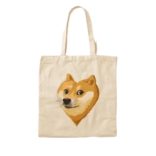 JWPPPATD Doge Heart V2 Spread The Love Cotton Canvas Bag Unisex Designer Women Fabric Handbag Reusable Printed Casual Shopper Fashion von JWPPPATD