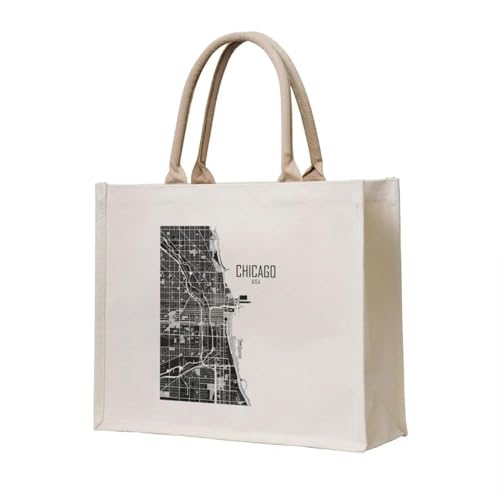 JWPPPATD Einkaufstasche Chicago Karte faltbar wiederverwendbar Männer große Frauen Taschen von JWPPPATD