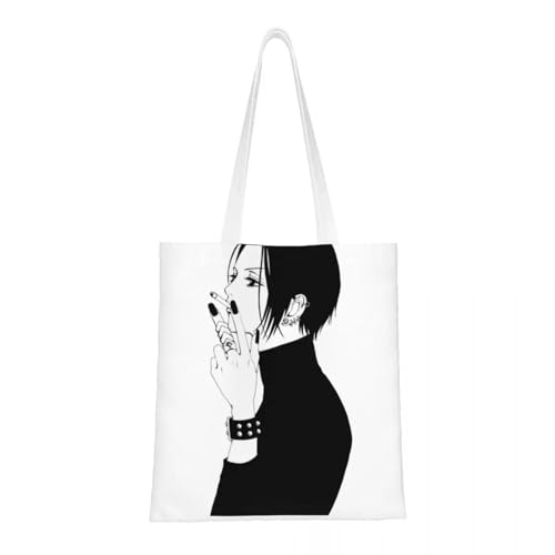 JWPPPATD Einkaufstasche Nana Smoking Anime Canvas Wiederverwendbare große Kapazität Trend für Frauen Männer Taschen von JWPPPATD