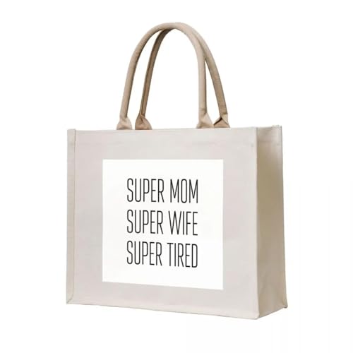 JWPPPATD Einkaufstasche SUPER MOM SUPER WIFE SUPER TIRED Männer Frauen Öko-Pack Süßigkeiten Taschen von JWPPPATD