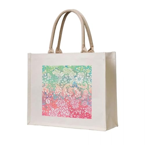 JWPPPATD Einkaufstasche Soft Pastell Regenbogen Doodle Tuch Shopper Damen Canvas Tote Custom Bags von JWPPPATD