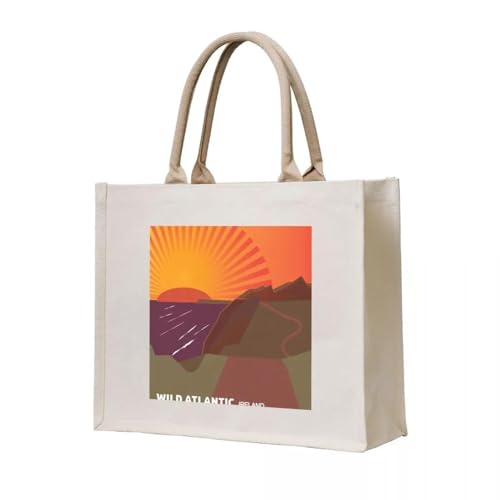 JWPPPATD Einkaufstasche Wild Atlantic Way Irland Design Damen Hand benutzerdefinierte Supermarkt faltbare benutzerdefinierte Stofftaschen von JWPPPATD