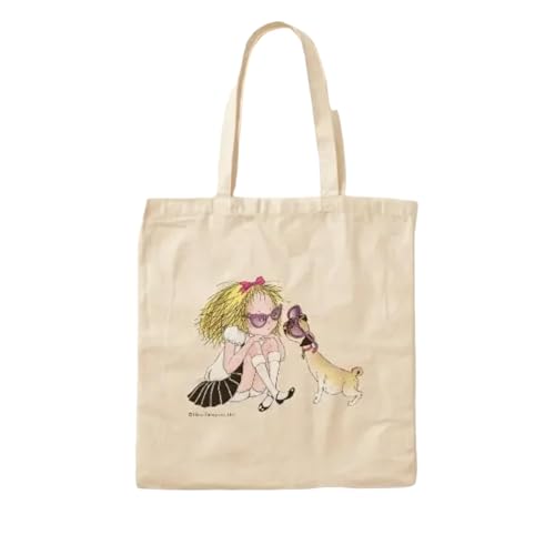 JWPPPATD Eloise And Weenie In Sunglasses Cotton Canvas Bag Fashion Handbag Casual Travel Ladies Tote Foldable Women Fabric Reusable von JWPPPATD