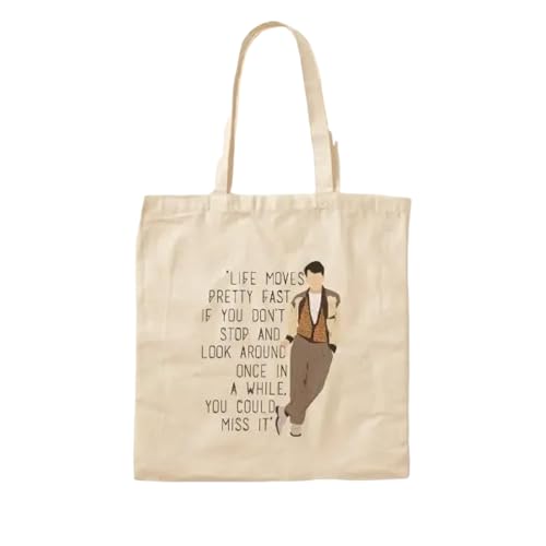 JWPPPATD Ferris Bueller Cotton Canvas Bag Grocery Fabric Travel Women Tote Unisex Designer Shopper Printed Reusable Fashion Shoulder Bag von JWPPPATD