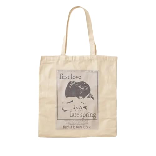 JWPPPATD First Love Late Spring Cotton Canvas Bag Fabric Shopper Grocery Unisex Women Designer Foldable Fashion Printed Casual Handbag von JWPPPATD