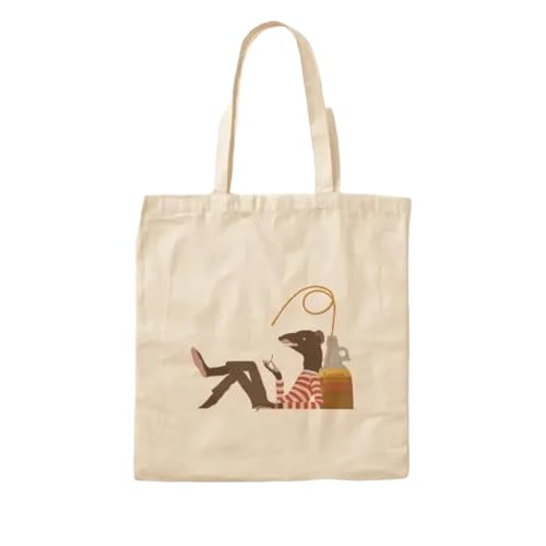 JWPPPATD Funky Rat Cotton Canvas Bag Grocery Shopper Reusable Printed Unisex Fabric Ladies Tote Designer Handbag Travel Shoulder Bag von JWPPPATD