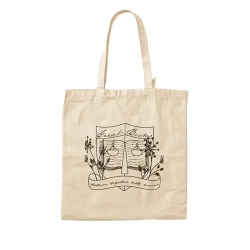 JWPPPATD Great Books Crest Black Full Size Cott Canvas Bag Fabric Foldable Grocery Casual Travel Shopper Fashion Printed Shoulder Bag von JWPPPATD