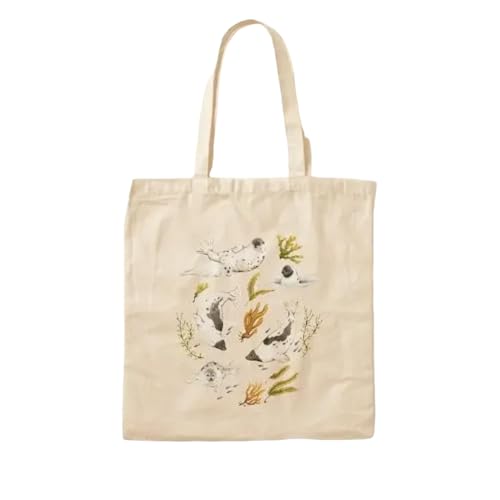 JWPPPATD Harp Seals Cotton Canvas Bag Unisex Grocery Women Handbag Printed Designer Fashion Tote Casual Ladies Foldable Travel Shopper von JWPPPATD