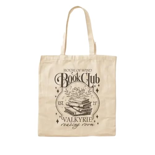JWPPPATD House Of Wind Book Club Cotton Canvas Bag Fashion Printed Casual Ladies Women Grocery Designer Tote Shopper Shoulder Bag Unisex von JWPPPATD