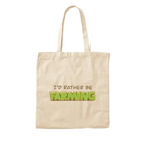 JWPPPATD Id Rather Be Farming Cotton Canvas Bag Fabric Unisex Handbag Designer Shoulder Bag Ladies Shopper Casual Printed Women Fashion von JWPPPATD