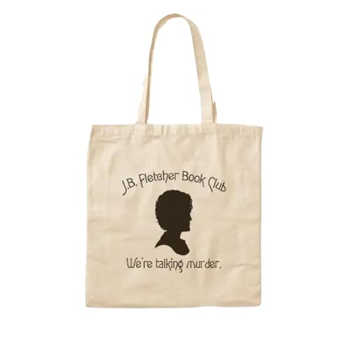 JWPPPATD J B Fletcher Book Club Cotton Canvas Bag Women Foldable Shopper Shoulder Bag Fashion Designer Ladies Printed Fabric Grocery von JWPPPATD