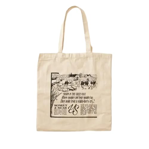 JWPPPATD Joanna Newsom Monkey And Bear Cotton Canvas Bag Foldable Designer Fabric Women Grocery Reusable Fashion Ladies Casual Shopper von JWPPPATD