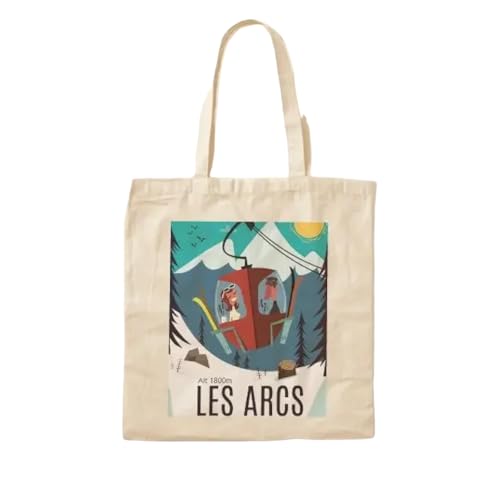 JWPPPATD Les Arc Poster Cotton Canvas Bag Printed Fashion Ladies Grocery Shopper Handbag Women Fabric Tote Designer Reusable von JWPPPATD