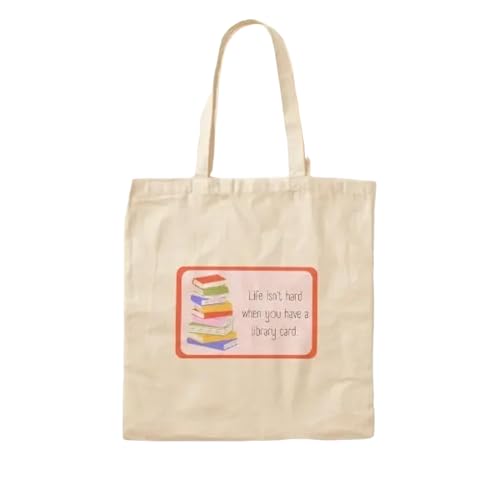 JWPPPATD Library Card Cotton Canvas Bag Tote Unisex Foldable Shopper Shoulder Bag Women Casual Reusable Handbag Travel Ladies Fabric von JWPPPATD