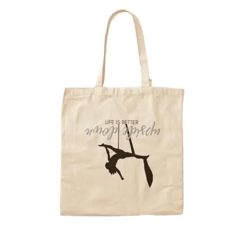JWPPPATD Life Is Better Upside Down Silks With Canvas Bag Travel Casual Grocery Shoulder Bag Foldable Handbag Unisex Fabric Designer von JWPPPATD