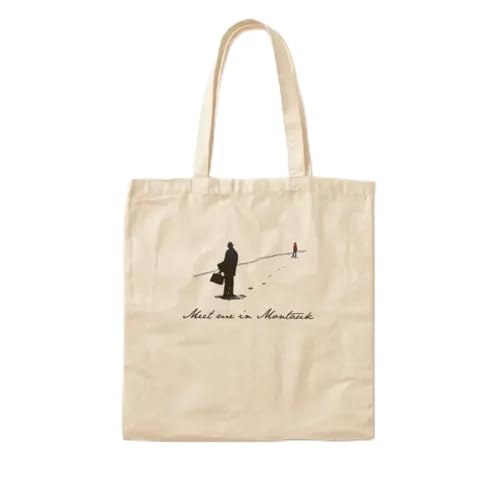 JWPPPATD Meet Me In Montauk Baumwoll- Canvas-Tasche, Stoff-Umhängetasche, Unisex, Damen-Handtasche, Designer, bedruckt, wiederverwendbar, lässig, modisch, Shopper von JWPPPATD
