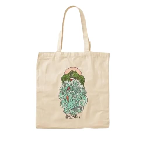 JWPPPATD On The Cliff By The Sea Cotton Canvas Bag Travel Designer Fashion Reusable Casual Shopper Fabric Unisex Ladies Women Grocery von JWPPPATD