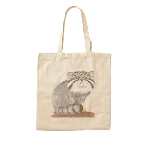 JWPPPATD Otocolobus Manul Cotton Canvas Bag Unisex Foldable Handbag Grocery Shoulder Bag Fashion Casual Printed Ladies Travel Shopper von JWPPPATD