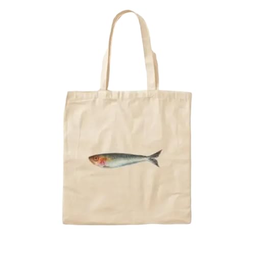 JWPPPATD Sardine Cotton Canvas Bag Shopper Tote Handbag Shoulder Bag Printed Reusable Unisex Women Foldable Casual Fashion Fabric Travel von JWPPPATD