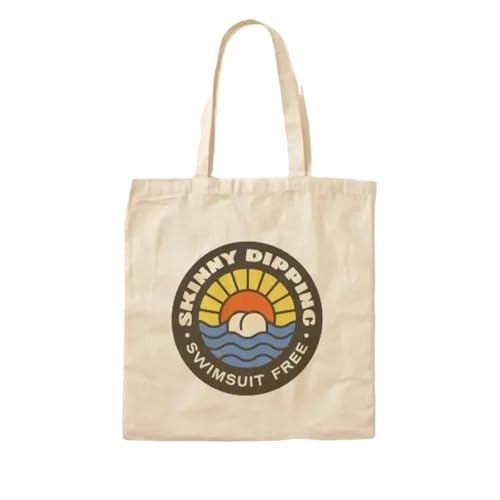JWPPPATD Skinny Dipping Badge Cotton Canvas Bag Unisex Grocery Printed Fabric Tote Designer Shoulder Bag Foldable Women Shopper Handbag von JWPPPATD