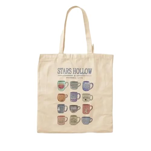 JWPPPATD Star Hollow Autumn Shirt Cotton Canvas Bag Fabric Shoulder Bag Tote Shopper Designer Foldable Reusable Grocery Fashion Unisex von JWPPPATD