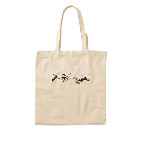 JWPPPATD The Creation Of Adam Lineart Die Ersch Canvas Bag Women Casual Reusable Shoulder Bag Fashion Printed Unisex Handbag Fabric von JWPPPATD