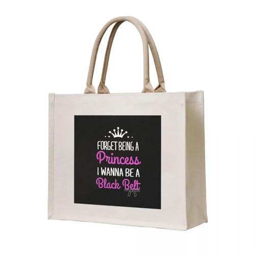 JWPPPATD Tote Bag FORGET BEING A PRINCESS I WANNA BE A BLACK BELT Hand Damen Stofftaschen von JWPPPATD