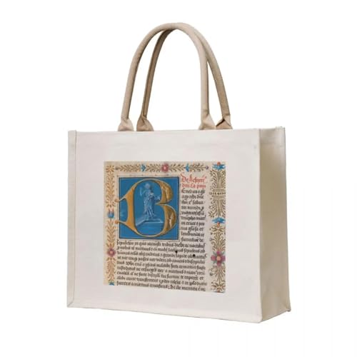 JWPPPATD Tote Bag Initial B aus einem mittelalterlichen Schweizer Manuskript aus dem 15. Jahrhundert, benutzerdefinierte große Handtaschen von JWPPPATD