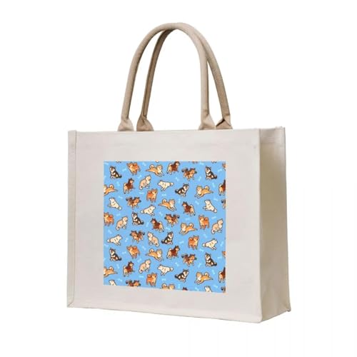 JWPPPATD Tote Bag Shibes in Hellblau Öko Herren Stofftaschen von JWPPPATD