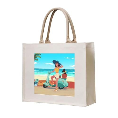 JWPPPATD Tote Bag Sommertage Damen Stoff Frau benutzerdefinierte Stoff Frau Einkaufstaschen von JWPPPATD