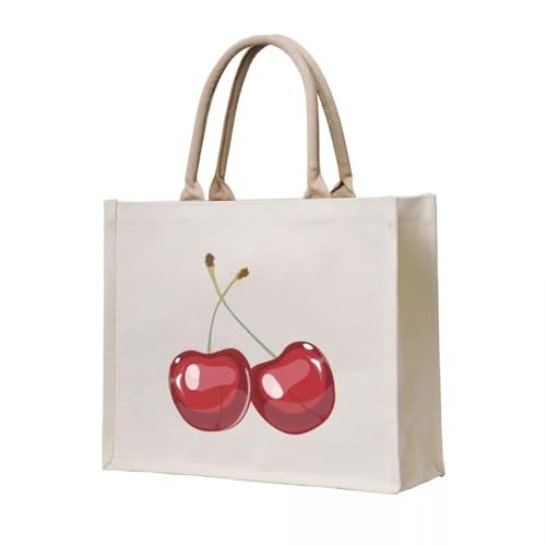 JWPPPATD Tote Tasche Rote Kirsche Obst Realistische Cartoon Geschenk benutzerdefinierte tuch frau Taschen von JWPPPATD