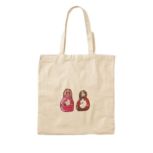 JWPPPATD Trixie And Katya Russian Nesting Dolls C Canvas Bag Women Grocery Casual Designer Handbag Foldable Shopper Fabric Reusable von JWPPPATD