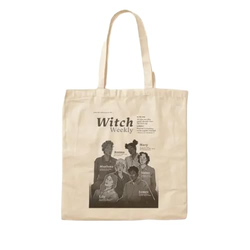 JWPPPATD Witch Weekly Cotton Canvas Bag Grocery Unisex Ladies Handbag Women Printed Fabric Travel Tote Fashion Shopper Shoulder Bag von JWPPPATD