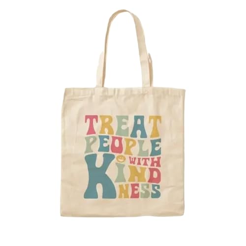 JWPPPATD With Kindness People Colorful Waving Sty Canvas Bag Printed Reusable Fashion Foldable Grocery Ladies Tote Shoulder Bag Casual von JWPPPATD