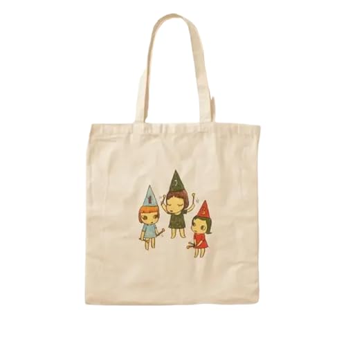 JWPPPATD Yoomo Nara Three Little Girl Tshirt Canvas Bag Tote Reusable Unisex Handbag Fabric Ladies Foldable Shopper Fashion Casual Women von JWPPPATD