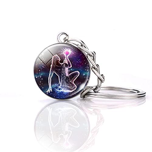 JWPavilion Sternzeichen 12 Sternbilder Charm Leuchtende Kristallkugel Anhänger Schlüsselanhänger, Blau (Aquarius), Einheitsgröße von JWPavilion