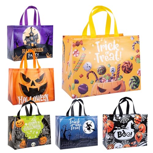 JWSCYSY 6 x Halloween-Tragetaschen mit Griffen, für Süßes oder Leckereien, groß, wiederverwendbar, Happy Halloween-Taschen für Geschenke, Partyzubehör JWSCYSY 6 x Halloween-Tragetaschen mit Griffen, für Süßes oder Leckereien, groß, wiederverwendbar, Happy Halloween-Taschen für Geschenke, Partyzubehör von JWSCYSY