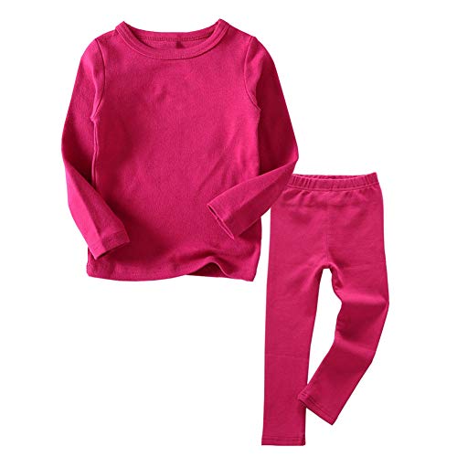 Little Kids Long Johns Thermounterwäsche-Set, 2-teilig, Rundhalsausschnitt, Oberteil und Hose, für Kleinkinder, 1-7 Jahre - Rot - 3-4 Jahre von JWWN