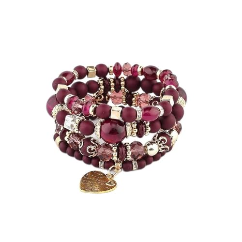 JXAFD Naturstein Armband Damen, Mehrschichtiges Handgefertigtes Boho-Armband, Weinrotes Armband Aus Naturkristallperlen, Mit Herzförmigem Anhänger, Yoga-Energie-Edelsteinarmbänder Für Fra JXAFD Naturstein Armband Damen, Mehrschichtiges Handgefertigtes Boho-Armband, Weinrotes Armband Aus Naturkristallperlen, Mit Herzförmigem Anhänger, Yoga-Energie-Edelsteinarmbänder Für Fra von JXAFD