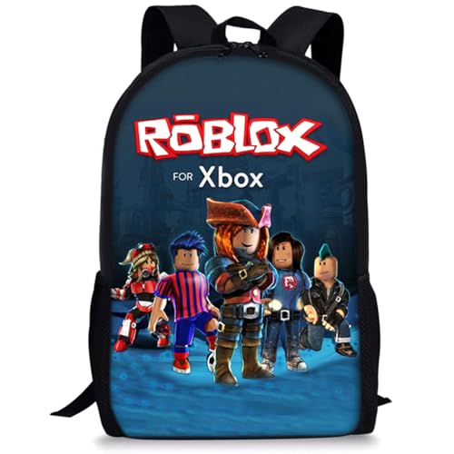 JXBBAAC Robllox Rucksack, Robllox Kinderrucksack 3D Gedruckte Schulrucksack Kinder Rucksack Schultasche Anime Rucksäcke Cartoon Tasche Kindergarten Schultasche Daypack für Kinder von JXBBAAC