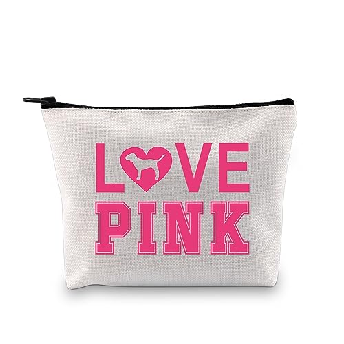 JXGZSO Kosmetiktasche mit Aufschrift "I Lover", rosa Kulturbeutel, Organizer, Tasche, Haustier, Hundeliebhaber, Geschenk für Hundebesitzer, I love pick von JXGZSO