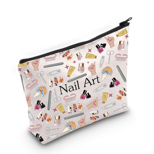 JXGZSO Lustiges Maniküristen-Geschenk, Nagelkunst-Make-up-Tasche, Nagellack-Organizer-Tasche, Nagel-Tech-Make-up-Tasche mit Reißverschluss, Geschenk für Nagelliebhaber, Nagelkunst von JXGZSO