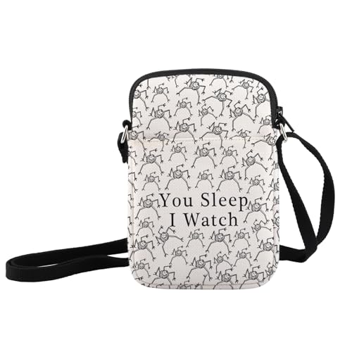 JXGZSO Umhängetasche mit Buchmotiven, Science-Fiction-Liebhaber, Geschenk, Alien-Kreatur, Crossbody-Tasche, You Sleep I Watch von JXGZSO