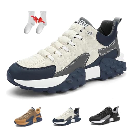 Orthopädischer Komfort-Sneaker for Herren 2024, orthopädische Schuhe for Herren, weiche, atmungsaktive, rutschfeste und wasserdichte Sportschuhe for Herren, lässige Plateau-Wanderschuhe ( Color : Beig von JXOPY