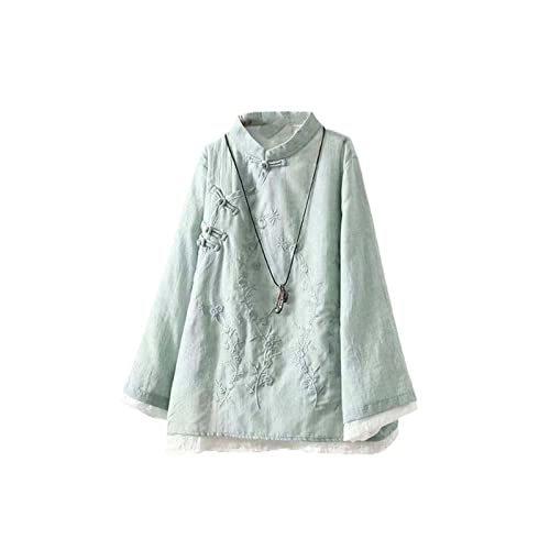 Traditionelle chinesische Kleidung Frauen Tai Chi Chiffon Tang Anzug Kostüm Kung Fu Shirt Langarm Bluse Tops EN8 XL von JXQXHCFS