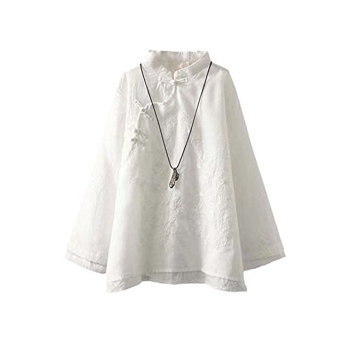Traditionelle chinesische Kleidung Frauen Tai Chi Chiffon Tang Anzug Kostüm Kung Fu Shirt Langarm Bluse Tops White XS von JXQXHCFS