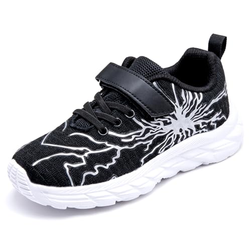 JXS store Turnschuhe Jungen Mädchen Air Sportschuhe Kinder Laufschuhe Leicht Atmungsaktiv Fitnesss Tennis Sneaker Schwarz 35EU von JXS store