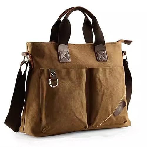 JXXUIRUIEEN Business-Reise-Aktentasche aus Canvas for Herren für den Transport von Papierdateien(Braun,30x11x41cm) von JXXUIRUIEEN