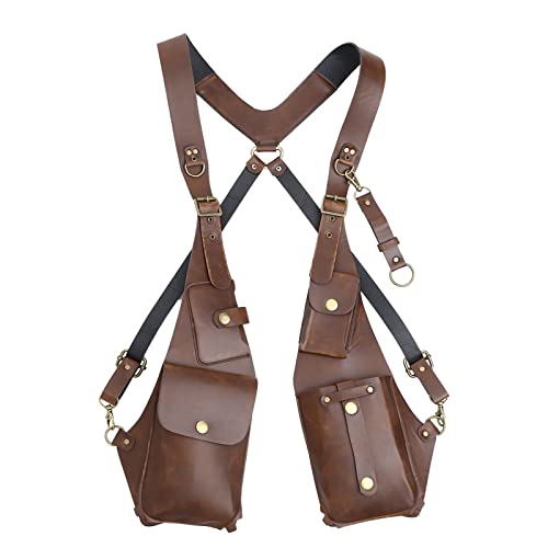 JXXUIRUIEEN Versteckte Pack Rucksack Herren Vintage Leder Geldbörse(Light Brown) von JXXUIRUIEEN