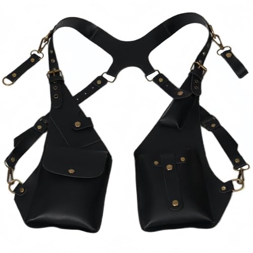 JXXUIRUIEEN Versteckte Pack Rucksack Leder Geldbörse Steampunk Retro Hosenträger Unterarmtasche(Black) von JXXUIRUIEEN